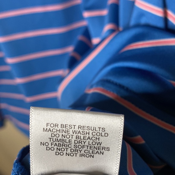 Peter Millar Summer Comfort Blue Pink Stripped Golf Polo L - Picture 6 of 8